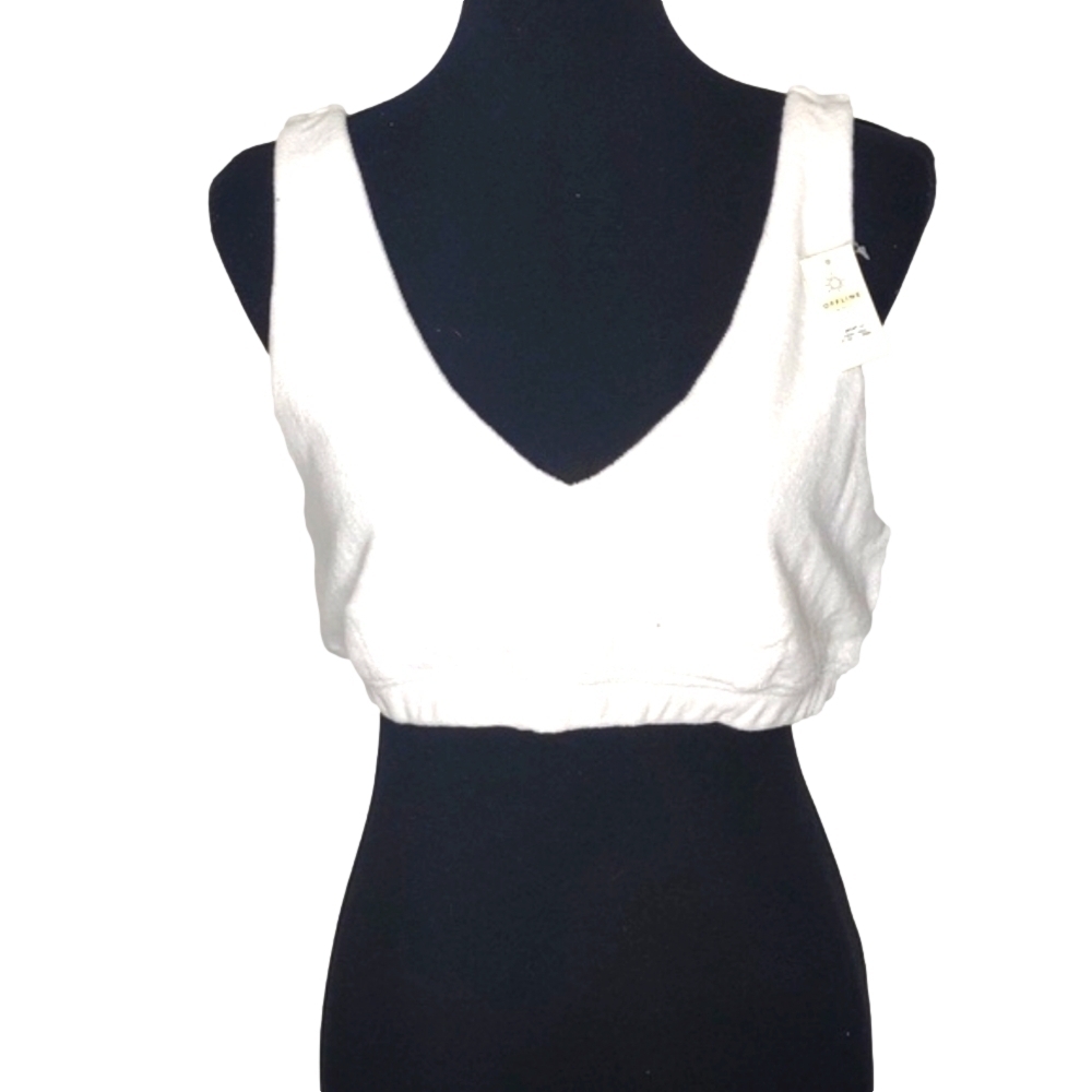 Offline by aerie White lined terry cloth sleeveless crop, size Large, NWT - Picture 3 of 10